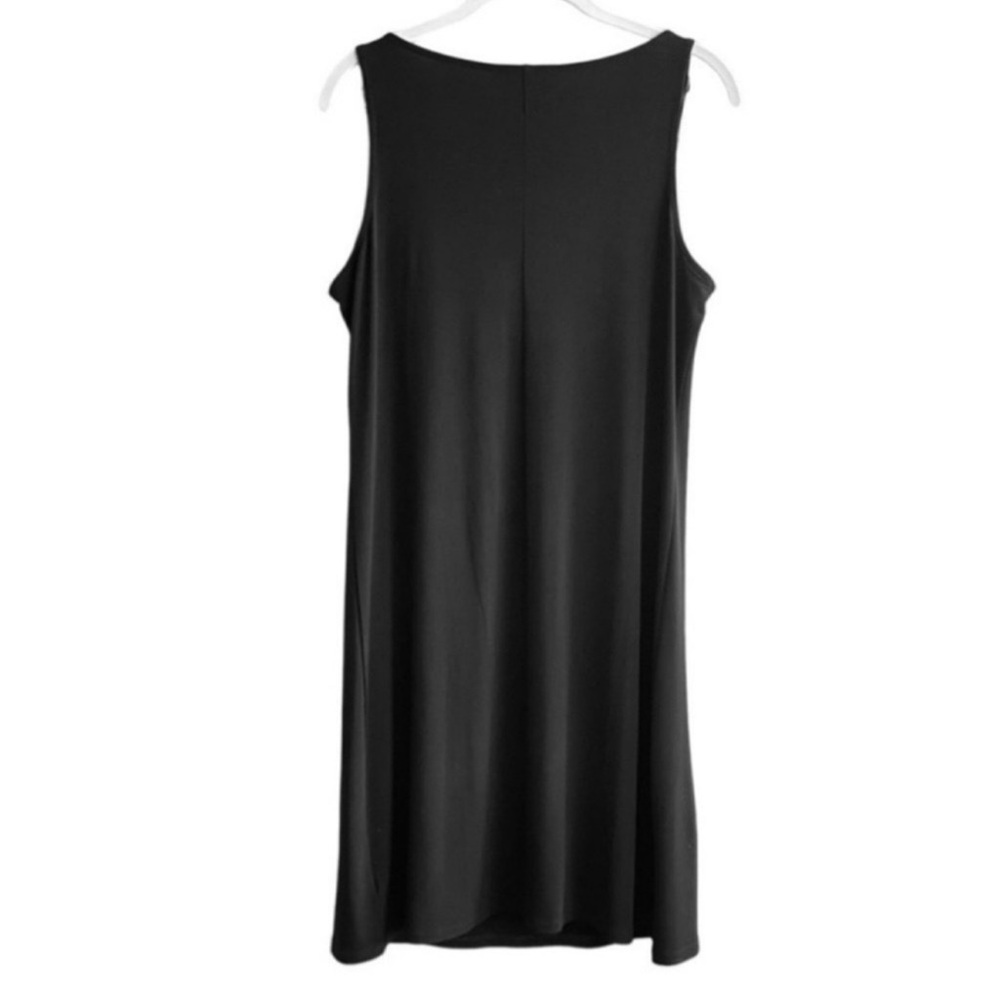 Michael Kors Draped Neck Dress Leather shoulder Straps Black Size L - Picture 2 of 9